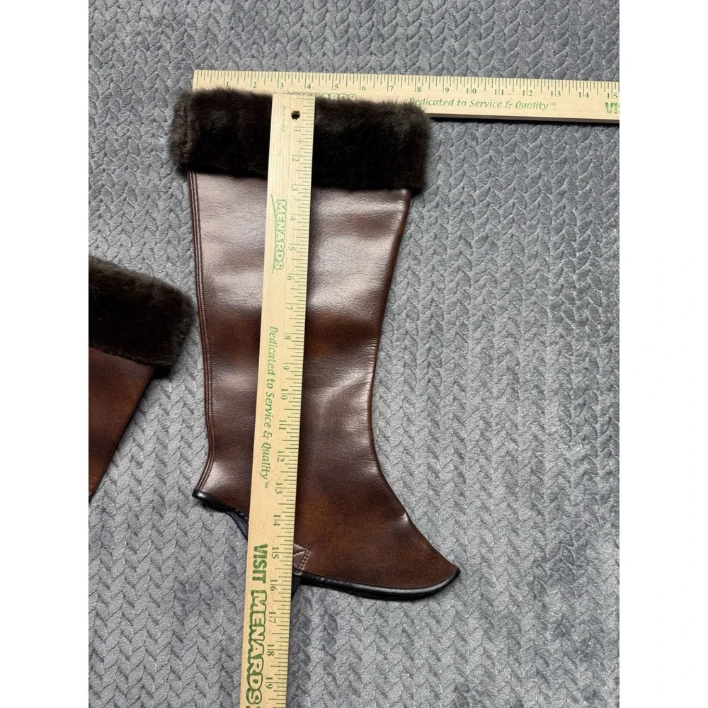 VTG Tweedie Bootops Gaiters Faux fur Trim Brown Overshoe Equestrian XL‎ READ